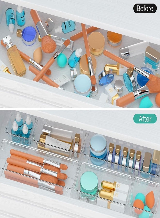 Xpandio Clear Plastic Drawer Organizers Set, Versatile Bathroom and Vanity Drawer Organizer Trays, Storage Bins for Makeup, Bedroom, Kitchen Gadgets Utensils and Office (4 PC LONG LARGE) - Image 5